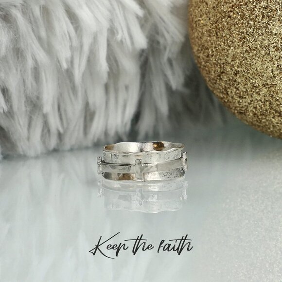 Sterling Silver Cross Spinner Ring Meditation Jewelry For Women Gold Silver - Picture 7 of 7